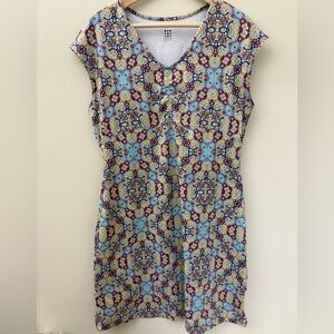 Title Nine Diamalete Dress Cap Sleeve Multicolor Size Large Blue Yellow